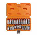 Набор головок 1/2" DR TORX E10-E24 и головок со вставками TORX T20-T70 длиной 55мм 19 предметов в кейсе AirLine AT-BS-33