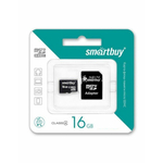 Карта памяти MicroSD 16GB Smart Buy Class 10 +SD адаптер