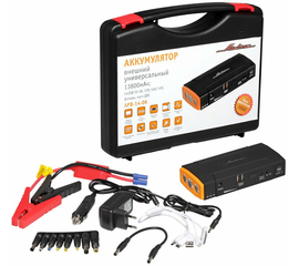 Аккумулятор внешний универсальный (Booster) 13800мАч: 2хUSB 5V 2A, 12V/16V/19V, фонарь, пуск ДВС AirLine APB-14-06