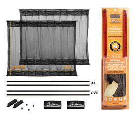 Шторки солнцезащитные раздвижные M (Д*В: 50*42-47см), цвет черный AirLine ASPS-S-06