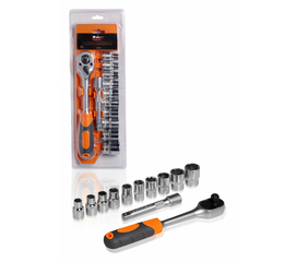 Набор головок с трещоткой 1/2" DR 72Т 12пр. (10, 11, 12, 13, 14, 15, 17, 19, 22, 24мм, удлинитель 125мм) AirLine AT-12-36