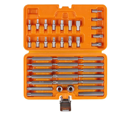 Набор бит вставок TORX, SPLINE, HEX 3/8" 30мм и 75мм с держателями бит 1/2" и 3/8" DR 40 предметов в кейсе AirLine AT-B-52