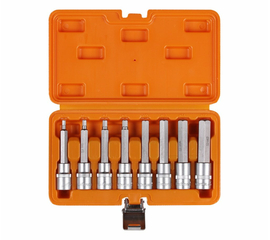 Набор головок 1/2" DR с шестигранными вставками 5-17мм длиной 100мм 8 предметов в кейсе AirLine AT-BS-58