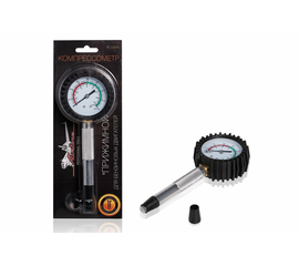 Компрессометр "Прижимной", манометр в резиновом чехле, блистер AirLine AT-CM-01