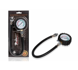 Компрессометр "Гибкий" (со шлангом), манометр в резиновом чехле, блистер AirLine AT-CM-05