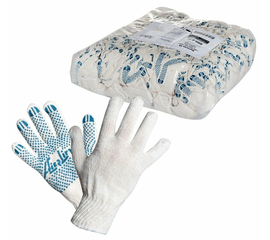 Перчатки ХБ с ПВХ покрытием, белые, (1 пара), 42гр., 150Т/7,5 класс AirLine AWG-C-02