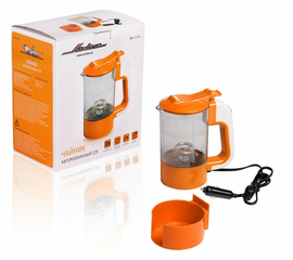 Чайник автомобильный 12В прозрачный/оранжевый пластик AirLine ABK-12-03