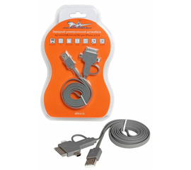 Зарядный универсальный датакабель 4 в 1 miniUSB/microUSB/для IPhone 4/5/6 AirLine ACH-4-13