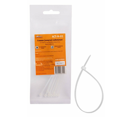 Стяжки (хомуты) кабельные 2,5*100 мм, пластиковые, белые, 10 шт. AirLine ACT-N-01