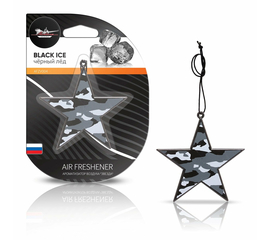Ароматизатор подвесной пластик "Звезда" черный лед AirLine AFZV004