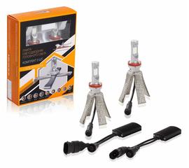 Лампа H11 LED кмпл 2шт. светодиодная 12В 18Вт 6500К 5000Лм белая PREMIUM AirLine ALED-H11-05