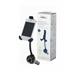 Держатель для телефона в прикуриватель на длинной штанге с гнездом прикуривателя и 2xUSB AirLine AMS-F-04