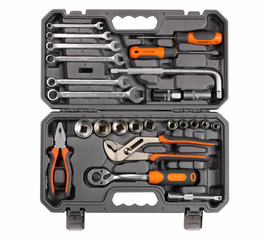 Набор инструментов универсальный 25 предметов, серый пласт.кейс AirLine AT-25-38