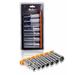 Набор головок торцевых 1/2" DR шестигранных 7пр. глубоких (10, 12, 14, 15, 17, 19, 22мм) AirLine AT-7-34