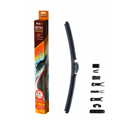 Щетка стеклоочистителя 360 мм (14") бескаркасная, 10 адаптеров AirLine AWB-BK-360