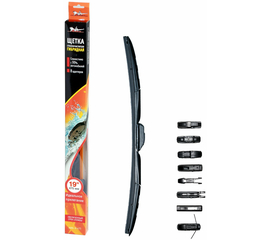 Щетка стеклоочистителя 475 мм (19") гибридная, 8 адаптеров AirLine AWB-H-475