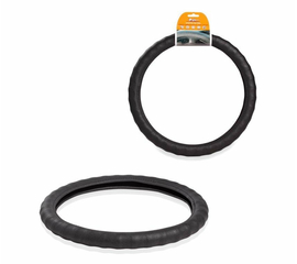 Оплетка на руль ребристая, перфорированная кожа, Чёрная, 37-39 см/М AirLine AWC-RS-13M