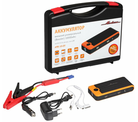 Аккумулятор внешний универсальный (Booster) 10000мАч: 2xUSB 5V 2A, фонарь, пуск ДВС AirLine APB-10-05
