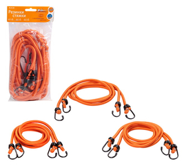 Резинки-стяжки набор 6 шт.: 2 шт.-60см, 2шт.-80см, 2шт-100см, D-8 мм, (металлические крючки) AirLine AS-R-04