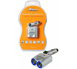 Прикуриватель-разветвитель 2 гнезда 10А, с гнездом для прикуривателя AirLine ASP-2L-14