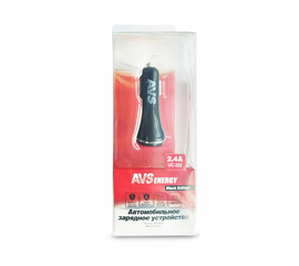 Автомобильное зарядное устройство USB (2 порта) AVS UC-322 (2, 4А) (Black Edition)