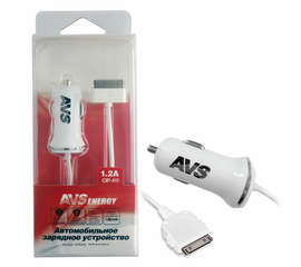Автомобильное зарядное устройство AVS для iphone 4 CIP-411 (1, 2А)