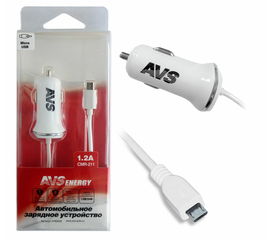 Автомобильное зарядное устройство AVS с micro USB CMR-211 (1, 2А)