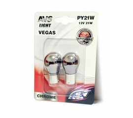 Лампа AVS Vegas CHROME в блистере 12V. PY21W (BAU15S) "orange" смещ. цоколь - 2 шт.