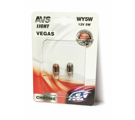 Лампа AVS Vegas CHROME в блистере 12V. WY5W (W2, 1x9, 5d) "yellow"-2 шт.