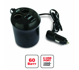 Разветвитель прикуривателя 12/24V (на 2 выхода + USB) AVS CS214U
