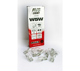 Лампа AVS Vegas 12V. W5W (W2, 1x9, 5d) BOX (10 шт.)