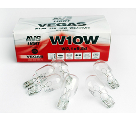 Лампа AVS Vegas 12V. W10W (W2, 1x9, 5d) BOX (10 шт.)