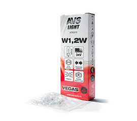 Лампа AVS Vegas 24V. W1, 2W (W2.1x4, 6d) BOX (10 шт.)