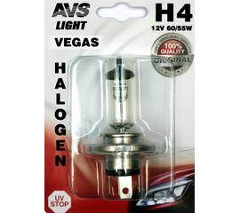 Лампа галогенная AVS Vegas в блистере H4.12V.60/55W (1 шт.)