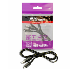Кабель AVS micro USB (1м) MR-321 (плоский текстиль)