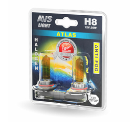 Галогенная лампа AVS /ATLAS ANTI-FOG/желтый H8.12V.35W.блистер-2шт.