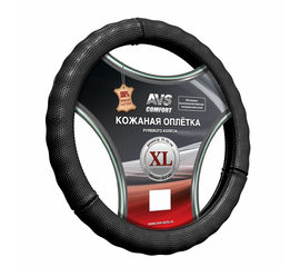 Оплётка на руль (размер XL, черный) (натуральная кожа) AVS GL-296XL-B