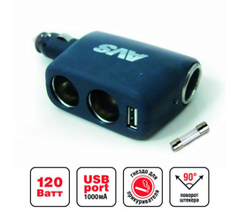 Разветвитель прикуривателя AVS 12/24 (на 3 выхода+USB) CS311U