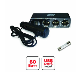 Разветвитель прикуривателя AVS 12/24 (на 3 выхода+USB) CS313U