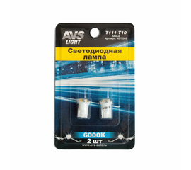 Лампа светодиодная T10 T111 /белый/ (W2.1x9.5D) 4SMD 2835 12V W5W, блистер, 2 шт.