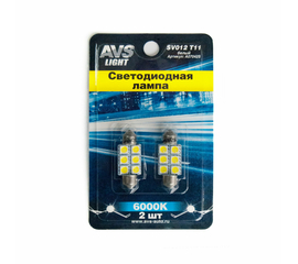 Лампа светодиодная T11 SV012 /белый/ (SV8, 5/8) 6SMD 5050 36мм, блистер 2 шт.