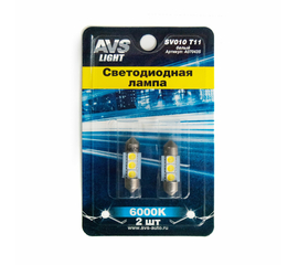 Лампа светодиодная T11 SV010 /белый/ (SV8, 5/8) 3SMD 5050 31мм, блистер 2 шт.