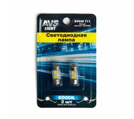 Лампа светодиодная T11 SV039 /белый/ (SV8, 5) 2SMD 5050, 28 мм, блистер 2 шт