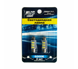 Лампа светодиодная T11 SV037 /белый/ (SV8, 5) 6SMD 2835, 36 мм, блистер 2 шт