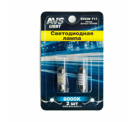 Лампа светодиодная T11 SV036 /белый/ (SV8, 5) 4SMD 2835, 31 мм, блистер 2 шт