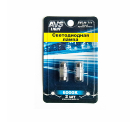 Лампа светодиодная T11 SV036 /белый/ (SV8, 5) 4SMD 2835, 28 мм, блистер 2 шт
