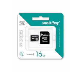 Карта памяти MicroSD 16GB Smart Buy Class 10 +SD адаптер