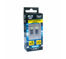 Лампа светодиодная T10 C017 /белый/ (W2, 1x9, 5d) CANBUS 30 SMD 3014 12-24V, блистер, 2 шт.