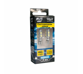 Лампа светодиодная T10 C024 /белый/ (W2.1x9.5D) CANBUS 8SMD 5630, блистер, 2 шт.