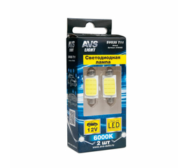 Лампа светодиодная T11 SV035 /белый/ (SV8, 5/8) COB 12chip 39 мм, блистер, 2 шт.